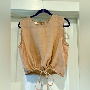 NWT Zara Sleeveless Light Pink Tank Top w/ Drawstring & Key Hole Button on Back